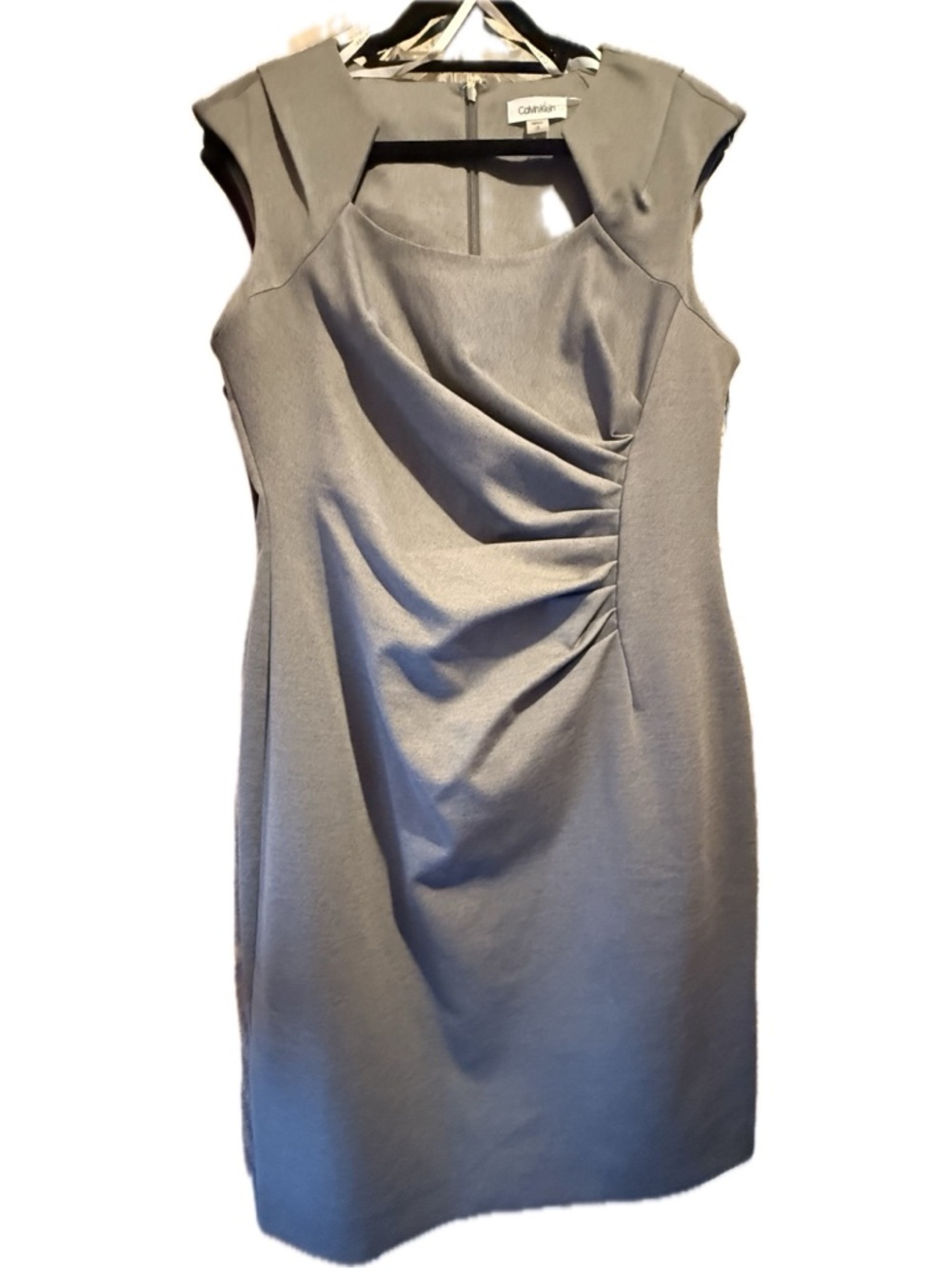 Calvin Klein Gray Sleeveless Draped Midi Dress